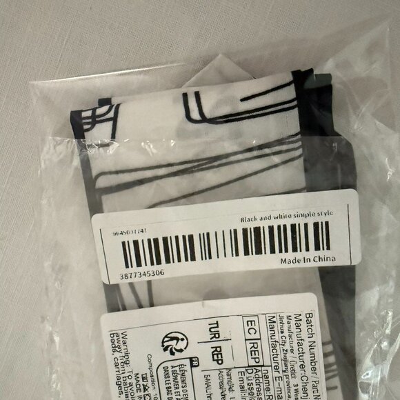 Slim Scarf 34in Black White Artistic Chic Modern Line Print Neck Hair Bag No55 - Picture 9 of 12